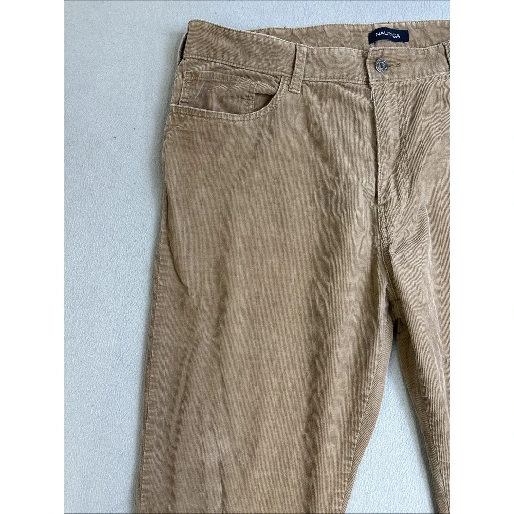Nautica Pants Men's Size 38x32‎ Brown Corduroy Straight Fit Stretch Casual
